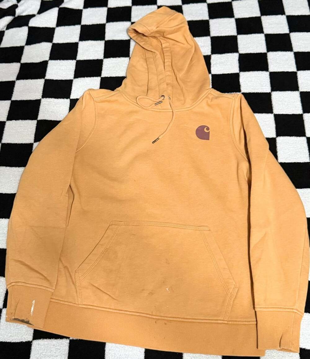 Carhartt Clarksburg Graphic Sleeve Pullover Hoodie Yellow Sweatshirt large